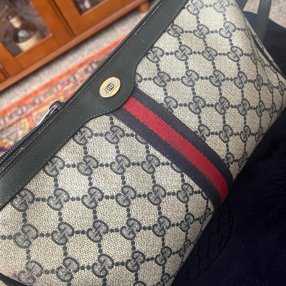 Gucci Patterned Bag with Red Stripe Vintage